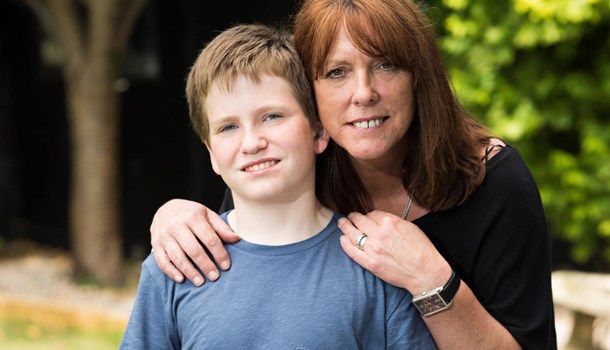 Nathan (13) with his mum Helen